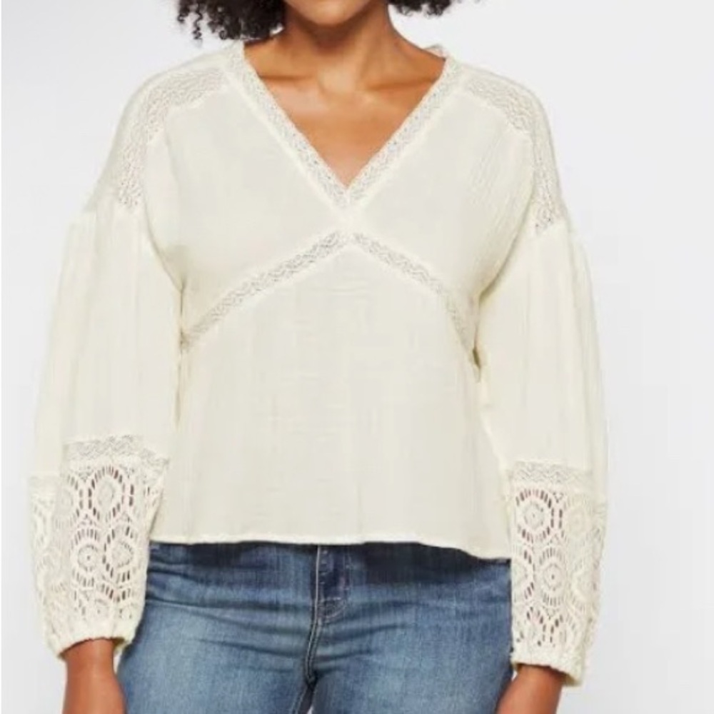 Sanctuary NWT Ivory Crochet Lace Boho Top Size XXS
